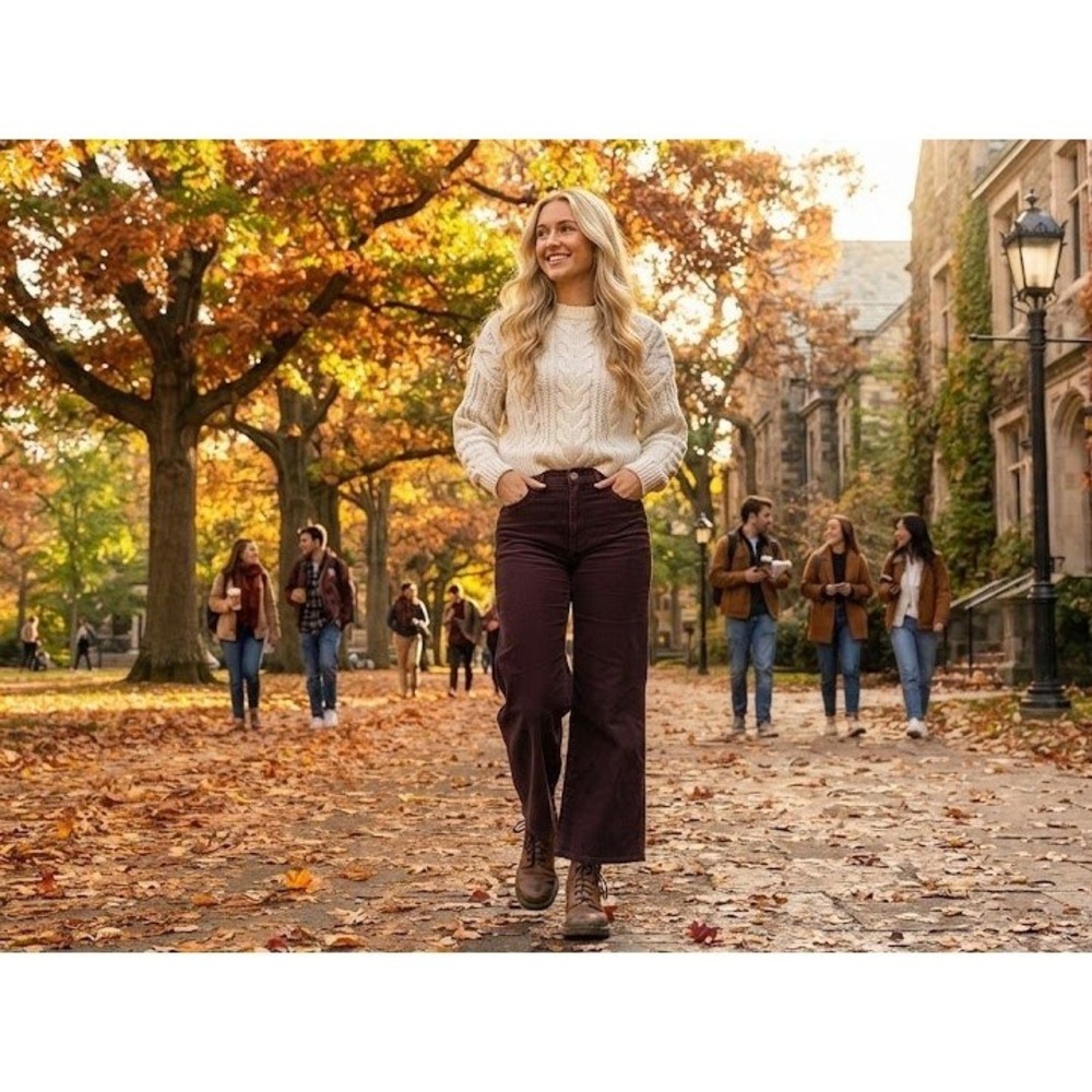 Reclaimed Vintage Burgundy Corduroy Pants W26 Wide Leg High Rise
